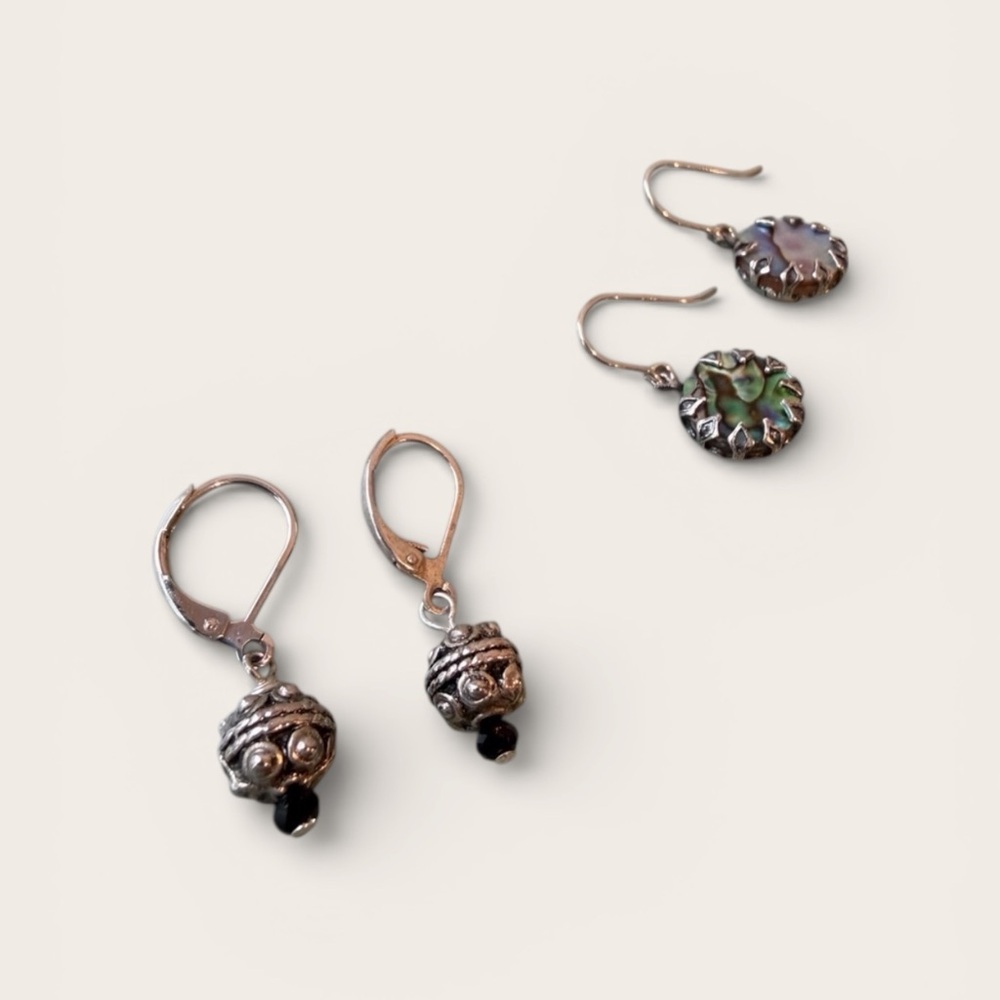 2-for-1 Artisan Earrings Bundle | Abalone Shell + Silver Tone Drops